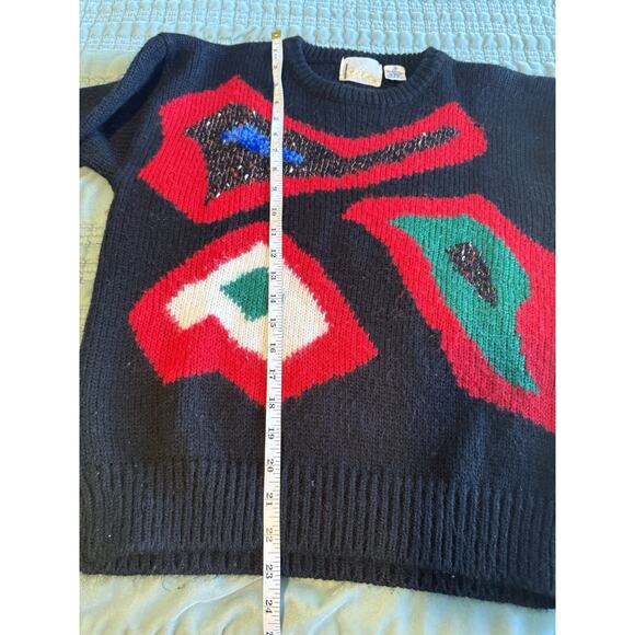 Vintage JR Bentley Sweater Women's 80s Geometric Medium Retro - Picture 8 of 8